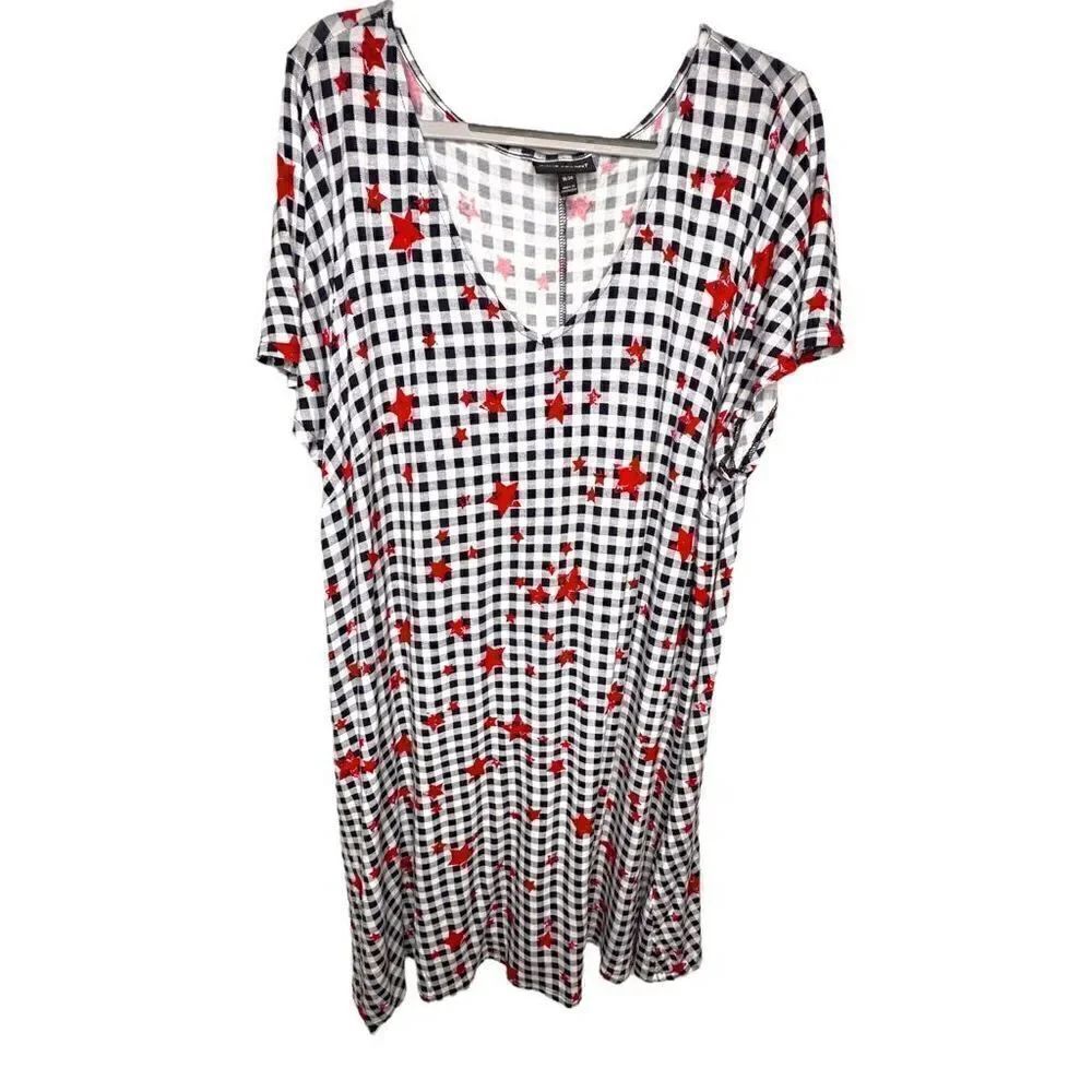 Lane Bryant fit & flare checked dress rayon women’s size 18/20 patriotic